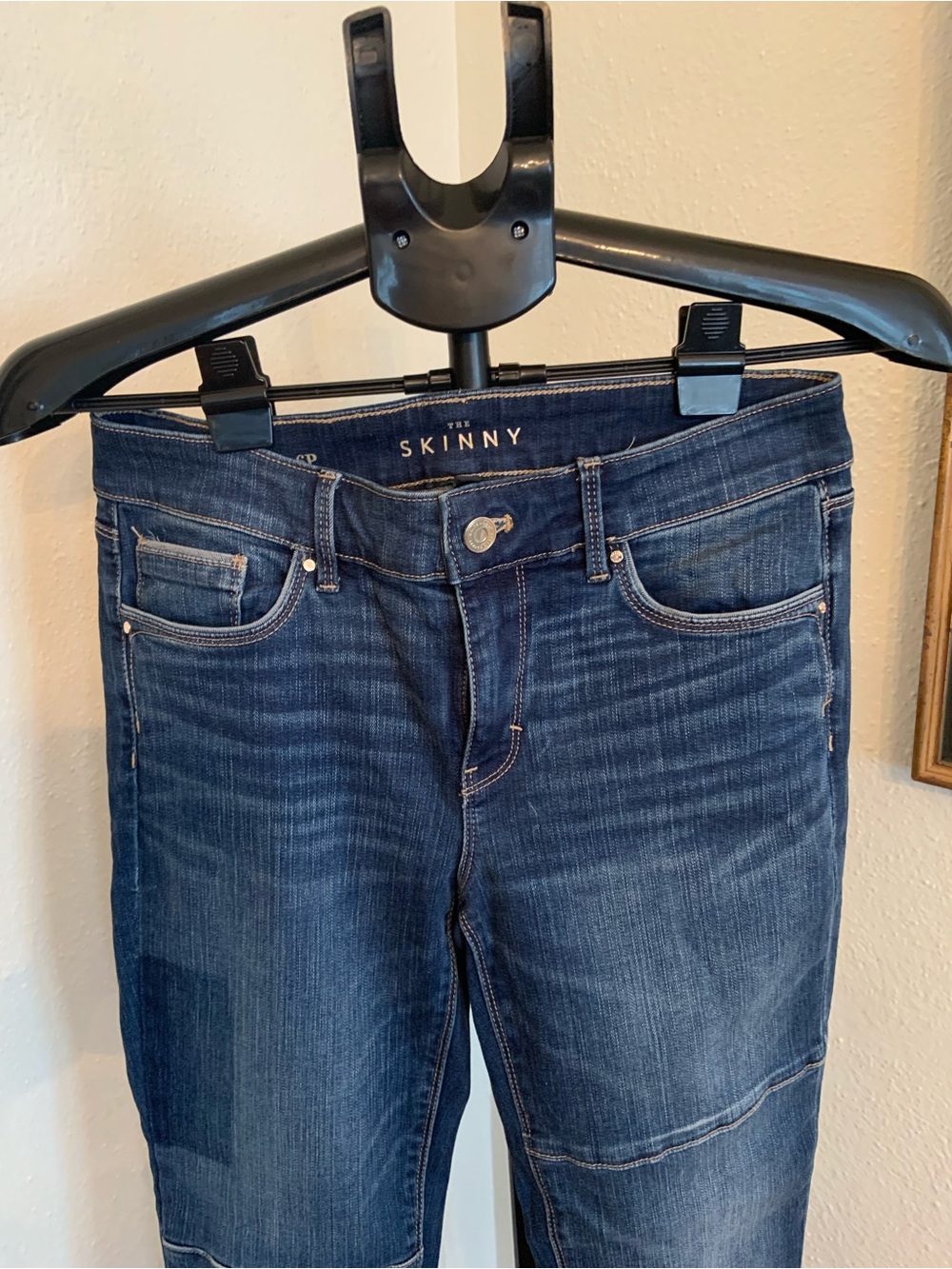 White House Black Market Skinny Women's Dark Blue Patchwork Jeans - Picture 3 of 5